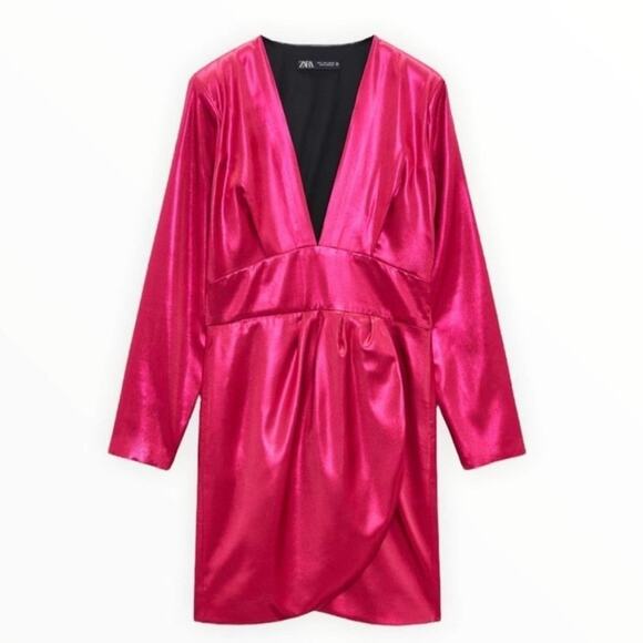 Zara Pink Fuchsia Dress Size Medium - Picture 12 of 15